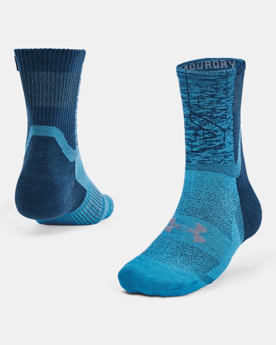 Unisex UA ArmourDry™ Run Crew Socks, Blue, pdpMainDesktop image number 0